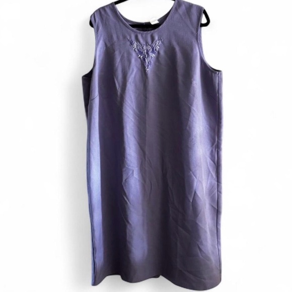 Vintage purple embroidered front sleeves jumper midi dress size 22W - Picture 1 of 9